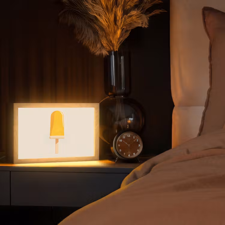 Oranje - Stokje - Waterijsje Light Box met kabel (Tafellamp) klein -sfeer1