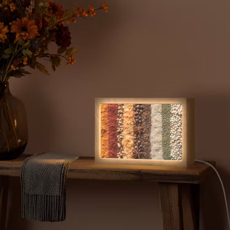 Banen - Verticaal - Kruiden - Variatie Light Box met kabel (Tafellamp) klein -sfeer4