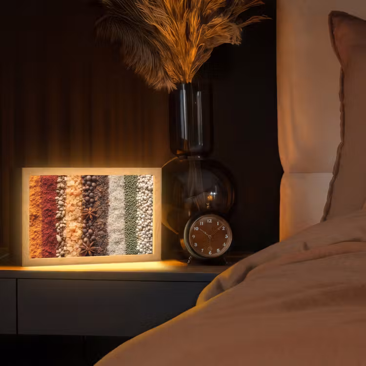 Banen - Verticaal - Kruiden - Variatie Light Box met kabel (Tafellamp) klein -sfeer1