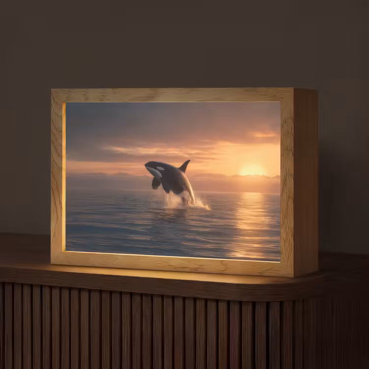 Orka - Zee - Zonsondergang Light Box met kabel (Tafellamp) klein -z3d_website