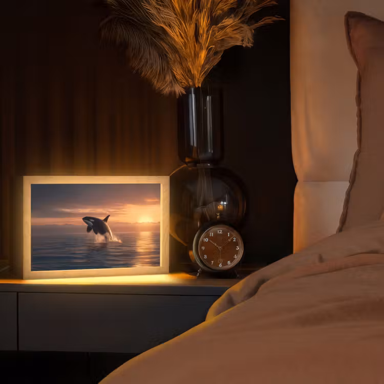 Orka - Zee - Zonsondergang Light Box met kabel (Tafellamp) klein -sfeer1