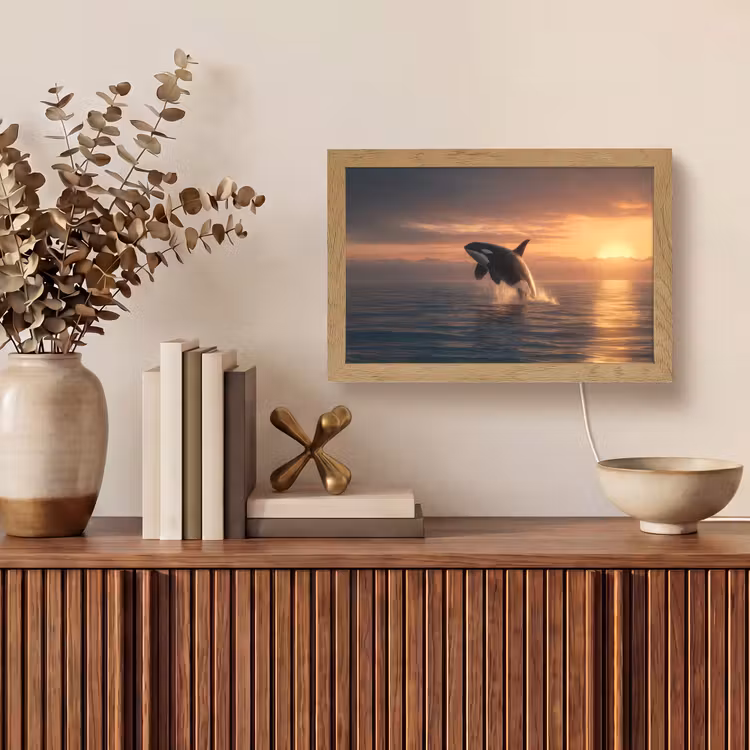 Orka - Zee - Zonsondergang Light Box met kabel (Tafellamp) klein -sfeer2