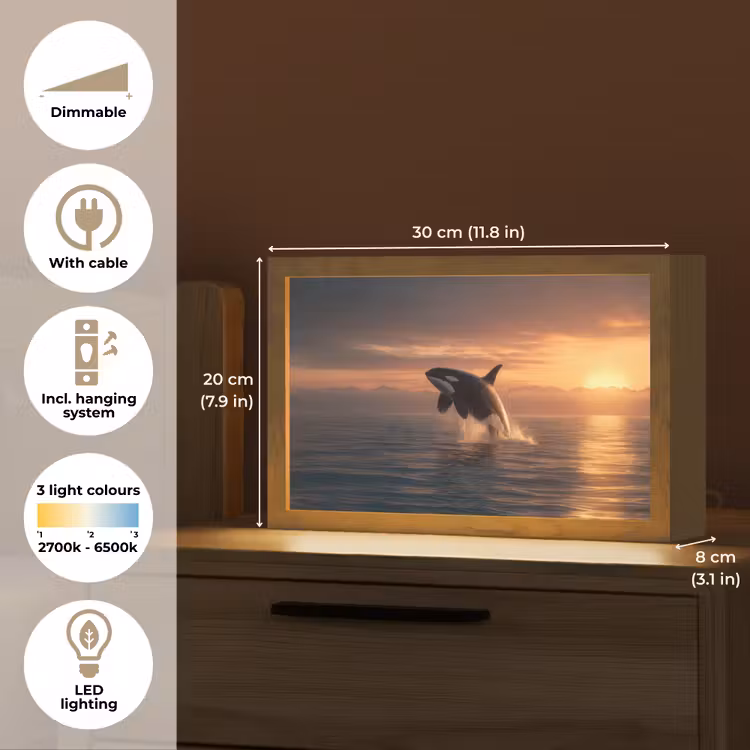 Orka - Zee - Zonsondergang Light Box met kabel (Tafellamp) klein -USP_EN