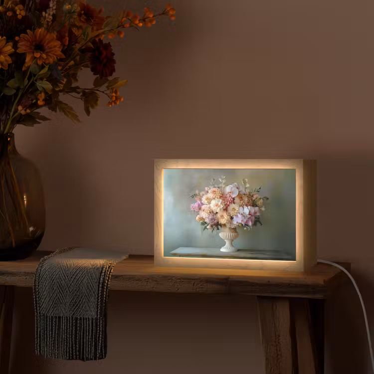 Orchidee - Boeket - Vaas - Bloemen Light Box met kabel (Tafellamp) klein -sfeer4