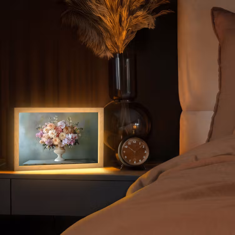 Orchidee - Boeket - Vaas - Bloemen Light Box met kabel (Tafellamp) klein -sfeer1