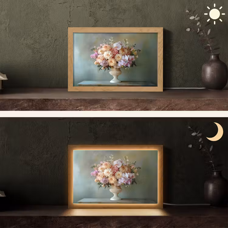 Orchidee - Boeket - Vaas - Bloemen Light Box met kabel (Tafellamp) klein -sfeer3