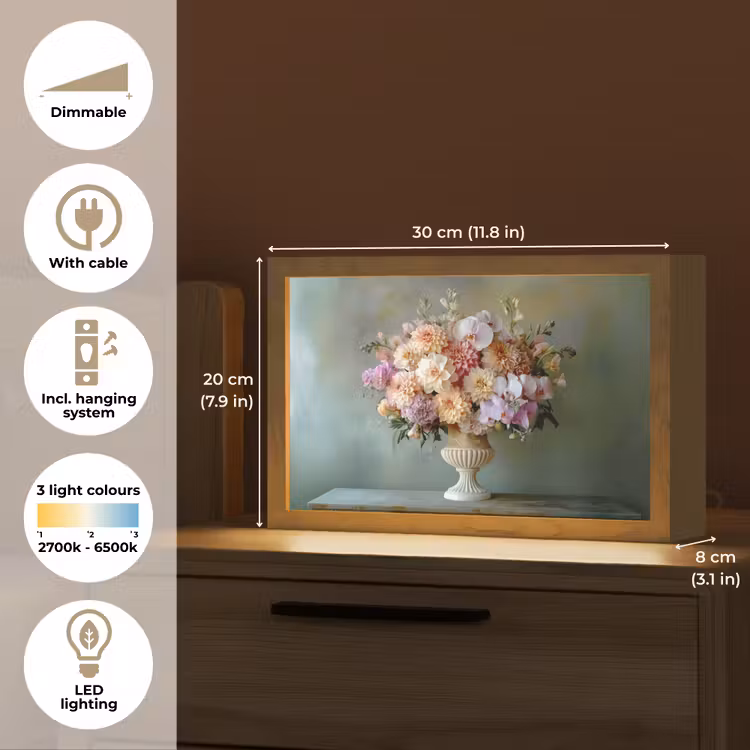 Orchidee - Boeket - Vaas - Bloemen Light Box met kabel (Tafellamp) klein -USP_EN