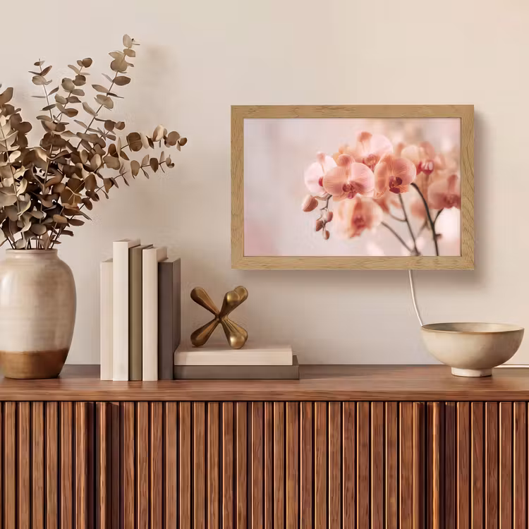 Orchidee - Bloemen - Roze - Bloemblaadjes Light Box met kabel (Tafellamp) klein -sfeer2