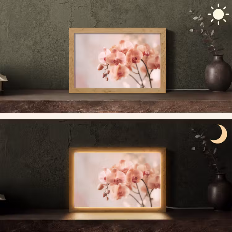 Orchidee - Bloemen - Roze - Bloemblaadjes Light Box met kabel (Tafellamp) klein -sfeer3