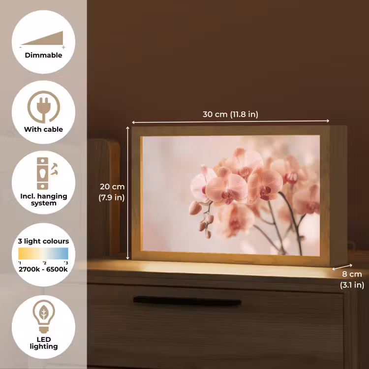 Orchidee - Bloemen - Roze - Bloemblaadjes Light Box met kabel (Tafellamp) klein -USP_EN