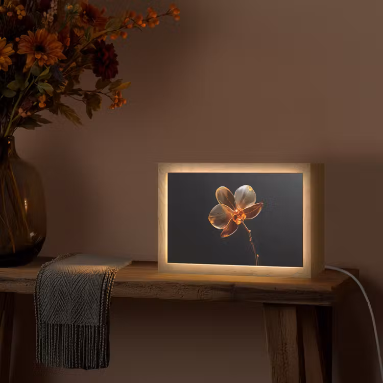 Orchidee - Doorzichtig - Bloem Light Box met kabel (Tafellamp) klein -sfeer4