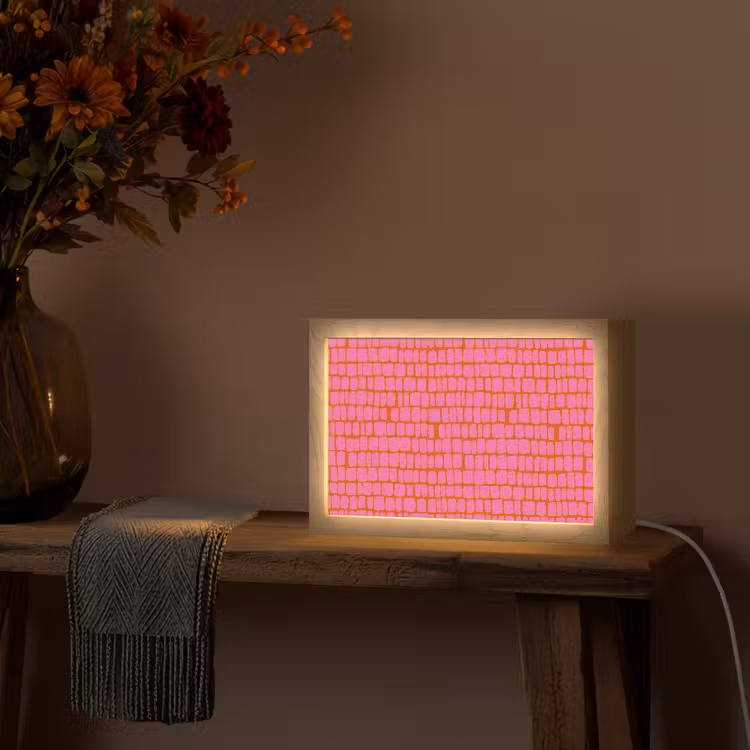 Organisch - Raster - Roze Light Box met kabel (Tafellamp) klein 924 -sfeer4