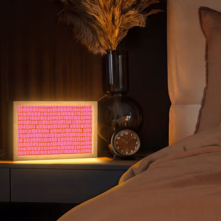 Organisch - Raster - Roze Light Box met kabel (Tafellamp) klein 924 -sfeer1