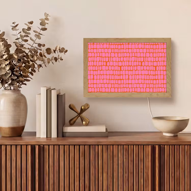 Organisch - Raster - Roze Light Box met kabel (Tafellamp) klein 924 -sfeer2