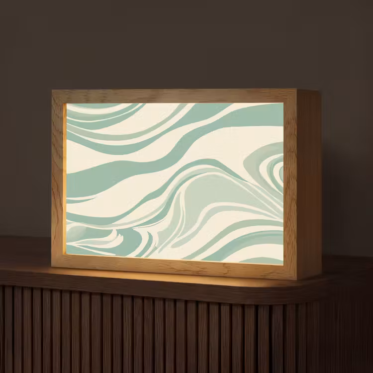 Organische lijnen - Mintgroen - Marmer Light Box met kabel (Tafellamp) klein -z3d_website