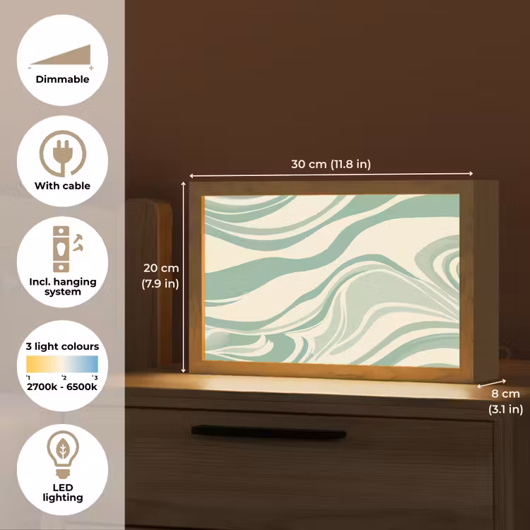 Organische lijnen - Mintgroen - Marmer Light Box met kabel (Tafellamp) klein -USP_EN