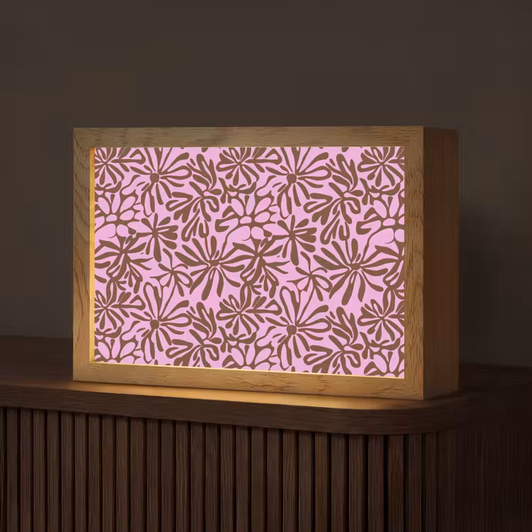 Organisch - Patroon - Roze Light Box met kabel (Tafellamp) klein 924 -z3d_website