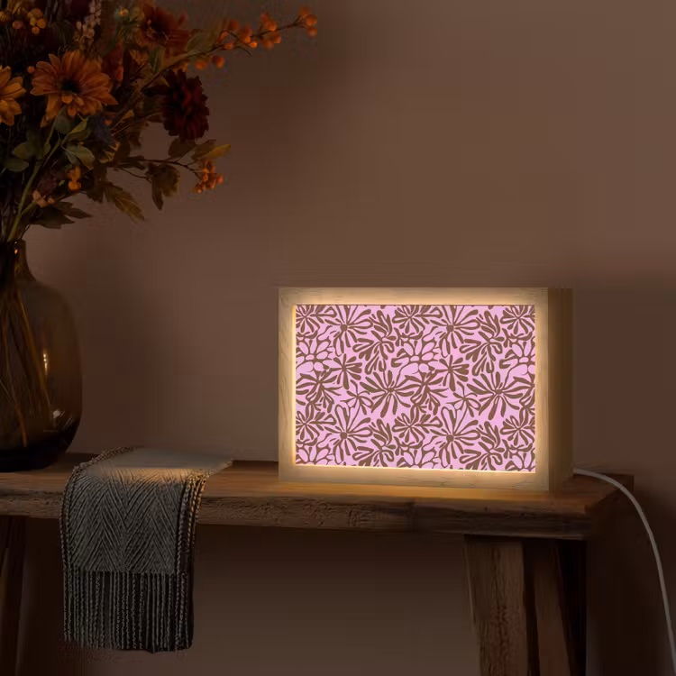 Organisch - Patroon - Roze Light Box met kabel (Tafellamp) klein 924 -sfeer4
