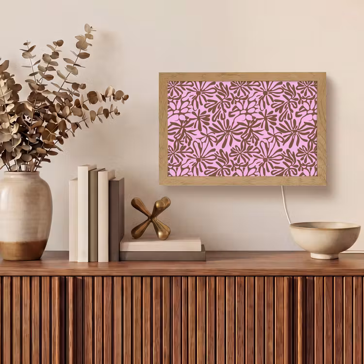Organisch - Patroon - Roze Light Box met kabel (Tafellamp) klein 924 -sfeer2