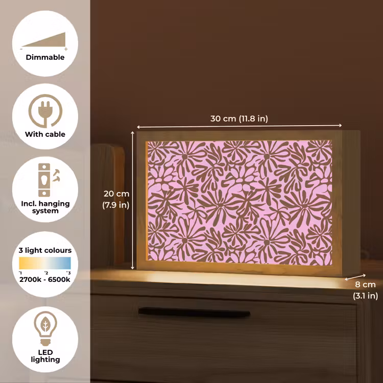 Organisch - Patroon - Roze Light Box met kabel (Tafellamp) klein 924 -USP_EN