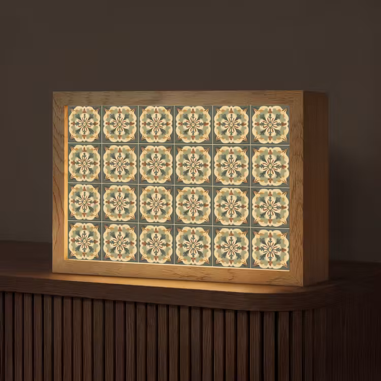 Ornament - Patroon - Groen Light Box met kabel (Tafellamp) klein 924 -z3d_website
