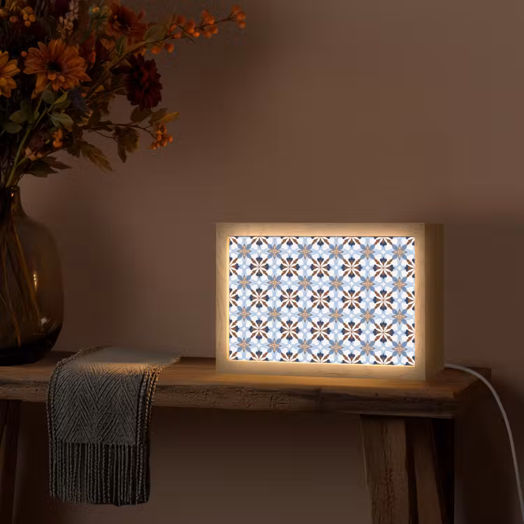 Ornament - Tegel - Kleurrijk Light Box met kabel (Tafellamp) klein 924 -sfeer4