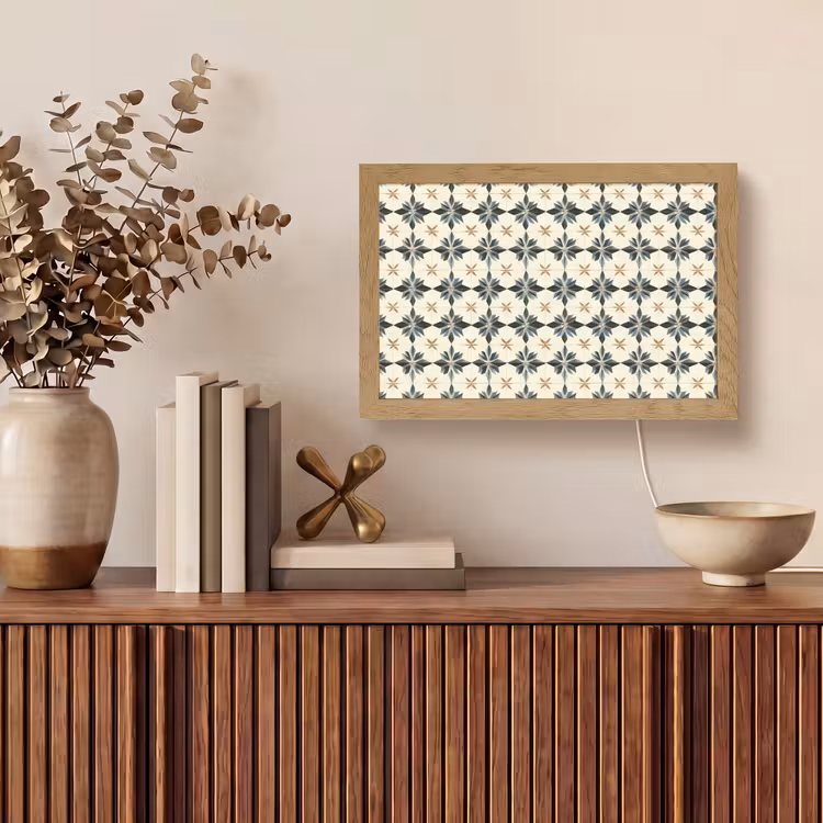 Sierlijk - Ornament - Blauw Light Box met kabel (Tafellamp) klein 924 -sfeer2