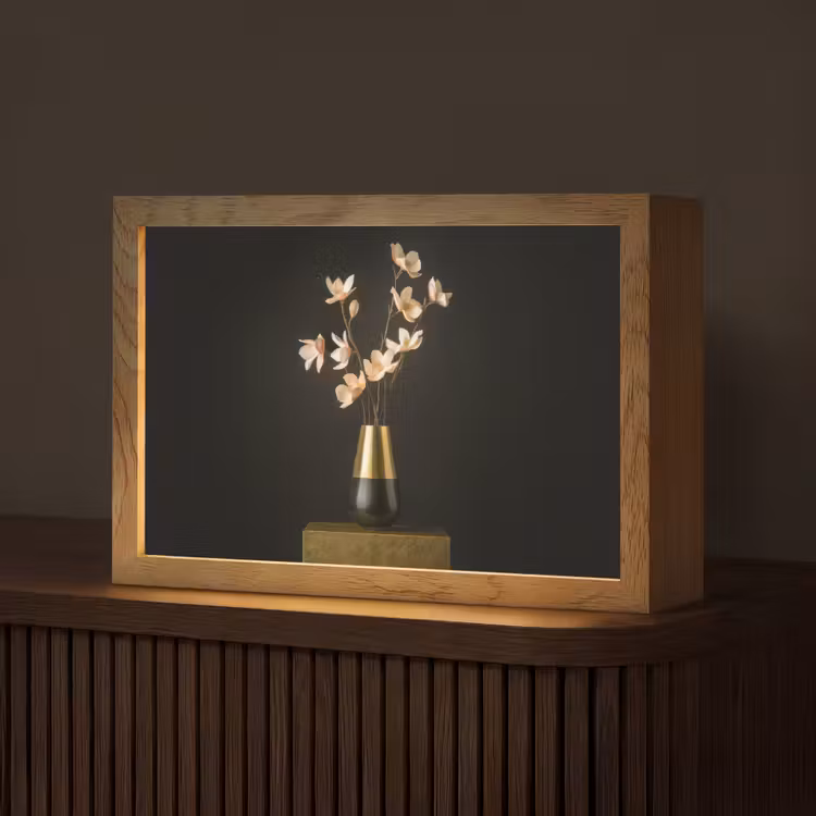 Sierlijk - Boeket - Goud - Vaas Light Box met kabel (Tafellamp) klein -z3d_website