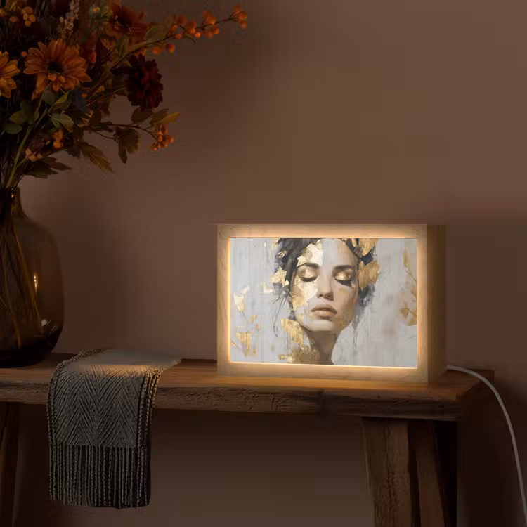 Sierlijk - Vrouw - Goud - Ogen Light Box met kabel (Tafellamp) klein -sfeer4