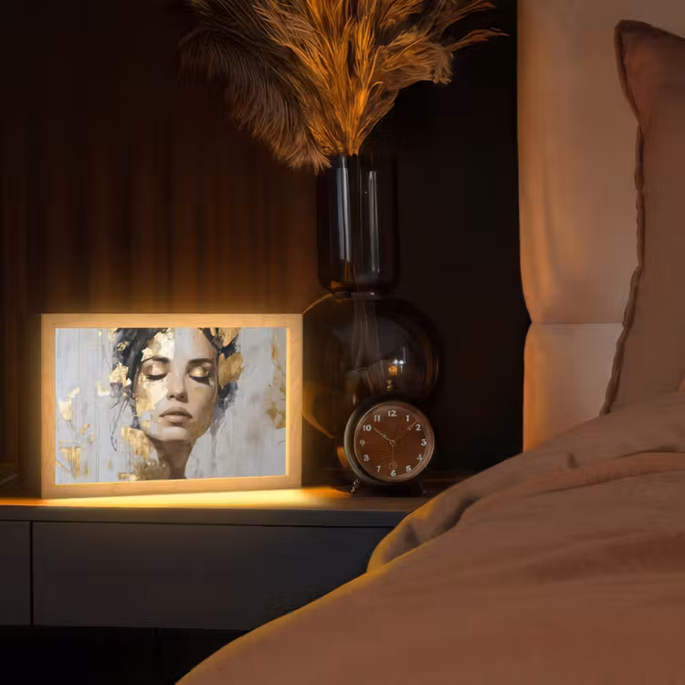 Sierlijk - Vrouw - Goud - Ogen Light Box met kabel (Tafellamp) klein -sfeer1