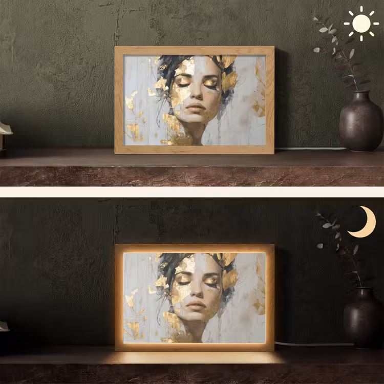 Sierlijk - Vrouw - Goud - Ogen Light Box met kabel (Tafellamp) klein -sfeer3