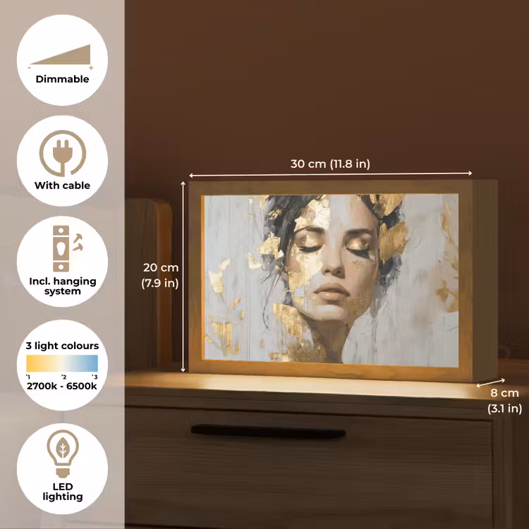 Sierlijk - Vrouw - Goud - Ogen Light Box met kabel (Tafellamp) klein -USP_EN
