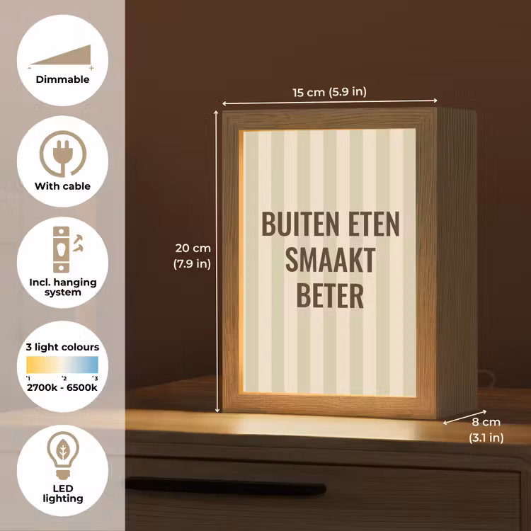 Buiten - Quote - Strepen - Zomer Light Box met kabel (Tafellamp) klein -USP_EN