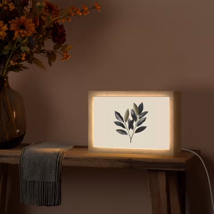 Ovaal - Olijfgroen - Simpel Light Box met kabel (Tafellamp) klein -sfeer4