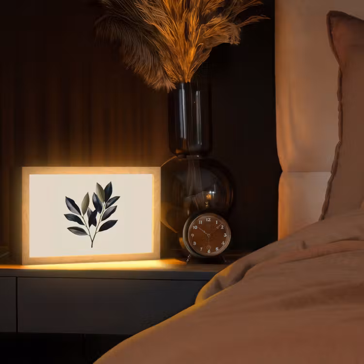 Ovaal - Olijfgroen - Simpel Light Box met kabel (Tafellamp) klein -sfeer1