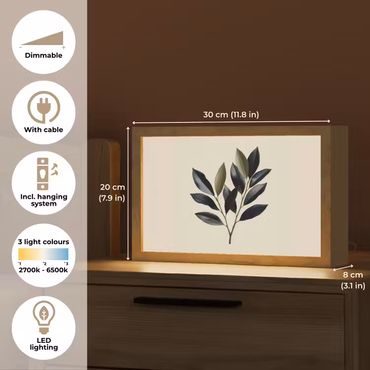 Ovaal - Olijfgroen - Simpel Light Box met kabel (Tafellamp) klein -USP_EN