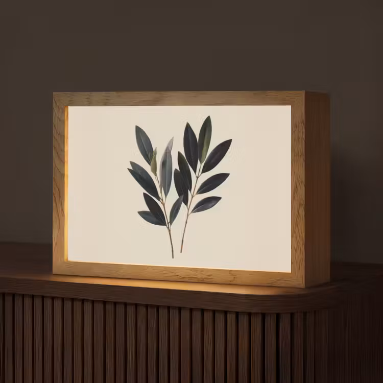 Ovaalvormige bladeren - Diep groen - Symmetrisch Light Box met kabel (Tafellamp) klein -z3d_website