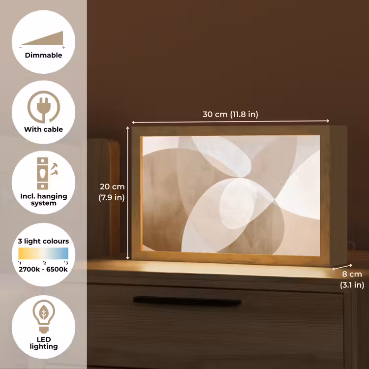 Ovale vormen - Transparant - Zachte overgang Light Box met kabel (Tafellamp) klein -USP_EN