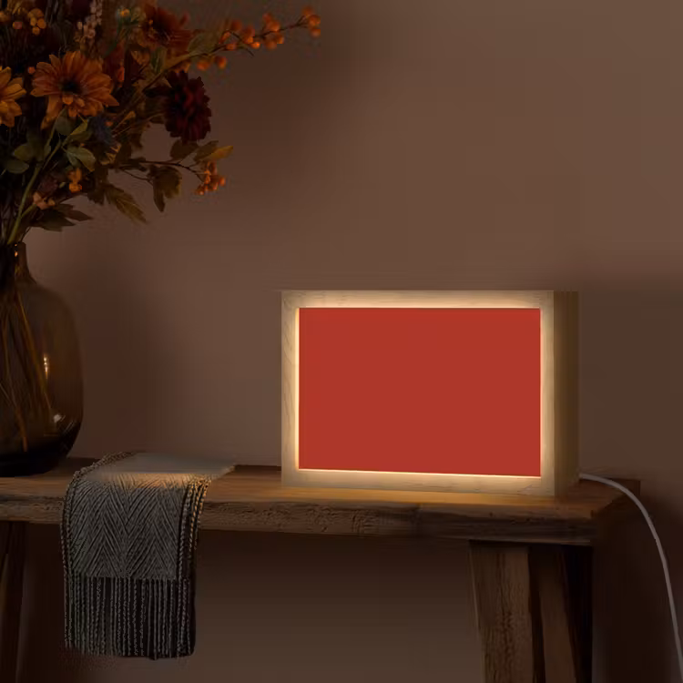 Oxblood - Maroon - Rood Light Box met kabel (Tafellamp) klein 924 -sfeer4