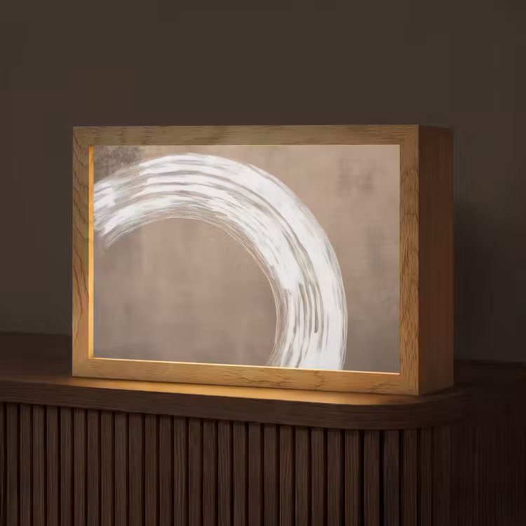 Verf - Bruin - Japandi Light Box met kabel (Tafellamp) klein -z3d_website