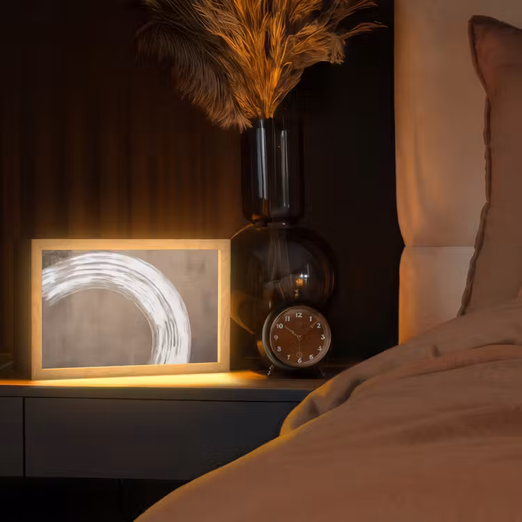 Verf - Bruin - Japandi Light Box met kabel (Tafellamp) klein -sfeer1