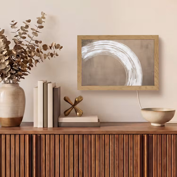 Verf - Bruin - Japandi Light Box met kabel (Tafellamp) klein -sfeer2