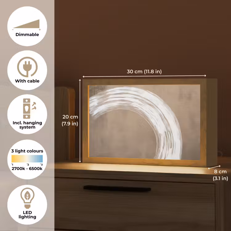 Verf - Bruin - Japandi Light Box met kabel (Tafellamp) klein -USP_EN