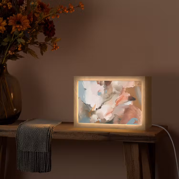 Verf - Kleuren - Abstract - Kunst Light Box met kabel (Tafellamp) klein -sfeer4