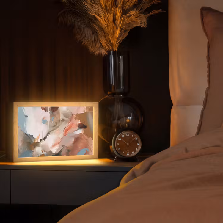 Verf - Kleuren - Abstract - Kunst Light Box met kabel (Tafellamp) klein -sfeer1