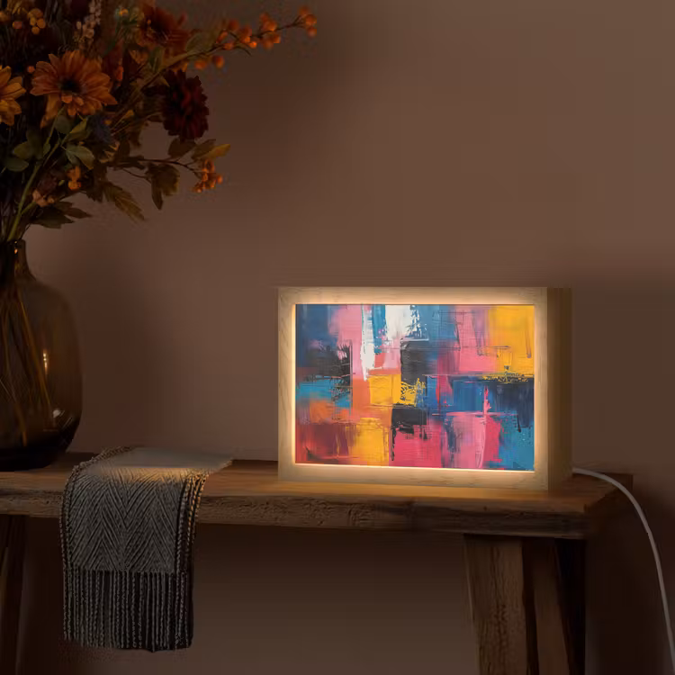 Verflook - Kunst - Modern - Abstract Light Box met kabel (Tafellamp) klein -sfeer4