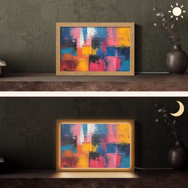 Verflook - Kunst - Modern - Abstract Light Box met kabel (Tafellamp) klein -sfeer3