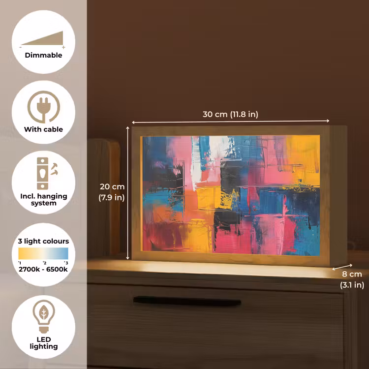 Verflook - Kunst - Modern - Abstract Light Box met kabel (Tafellamp) klein -USP_EN