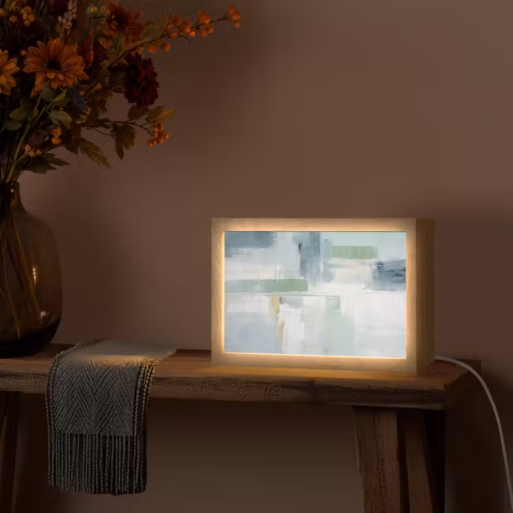 Verf - Moderne kunst - Abstract - Grijs Light Box met kabel (Tafellamp) klein -sfeer4