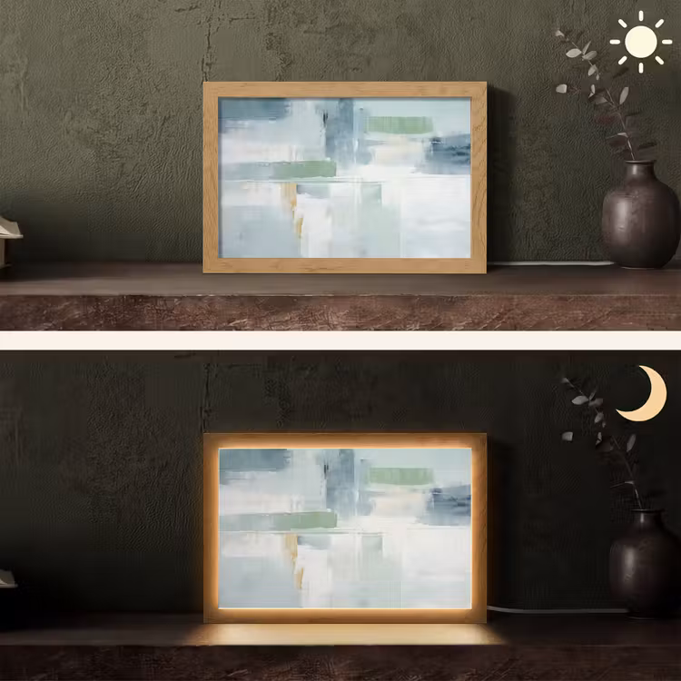 Verf - Moderne kunst - Abstract - Grijs Light Box met kabel (Tafellamp) klein -sfeer3